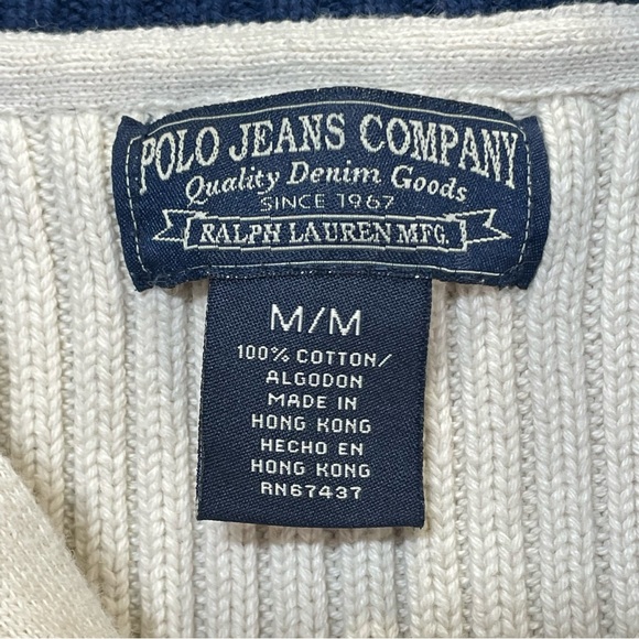 Vintage Polo Jeans Co Ralph Lauren Quarter Zip Ribbed Knit Sweater - Mens Medium - Picture 5 of 12